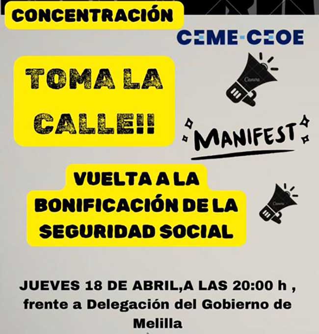 Cartel de la manifestación por la vuelta de la bonificación de la Seguridad Social